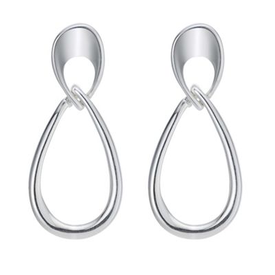 Silver peardrop link drop earring